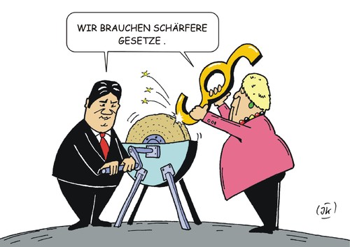 Cartoon: Schärfere Gesetze (medium) by JotKa tagged flüchtlinge,flüchtlingskrise,asyl,asylanten,asylmissbrauch,kriminalität,abschiebung,polizei,behörden,politiker,merkel,gabriel,obergrenze,beschränkungen,köln,gesetze,gesetzeslage,verschärfung,schleifstein,scherenschleifer,innenminister,groko,flüchtlinge,flüchtlingskrise,asyl,asylanten,asylmissbrauch,kriminalität,abschiebung,polizei,behörden,politiker,merkel,gabriel,obergrenze,beschränkungen,köln,gesetze,gesetzeslage,verschärfung,schleifstein,scherenschleifer,innenminister,groko