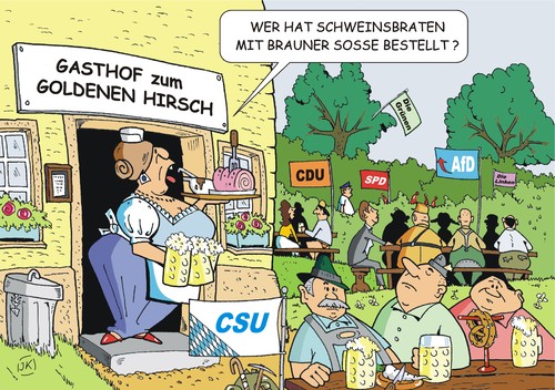 Cartoon: Sommerzeit - Ausflugszeit (medium) by JotKa tagged lokal,biergarten,sommer,trinken,bier,fleisch,braten,speisen,natur,urlaub,freizeit,parteien,sommerpause,ausflugslokal,cdu,spd,csu,die,linken,grünen,afd,lokal,biergarten,sommer,trinken,bier,fleisch,braten,speisen,natur,urlaub,freizeit,parteien,sommerpause,ausflugslokal,cdu,spd,csu,die,linken,grünen,afd