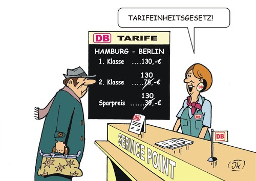 Cartoon: Tarifeinheit (medium) by JotKa tagged tarifeinheitsgesetz,tarifeinheit,einheitstarife,gewerkschaften,gewerkschaftsbosse,weselsky,nahles,tarifverhandlungen,politik,wirtschaft,löhne,gehälter,arbeitsplätze,jobs,bundesregierung,parteien,db,deutsche,bahn,berlin,hamburg,spd,tarifeinheitsgesetz,tarifeinheit,einheitstarife,gewerkschaften,gewerkschaftsbosse,weselsky,nahles,tarifverhandlungen,politik,wirtschaft,löhne,gehälter,arbeitsplätze,jobs,bundesregierung,parteien,db,deutsche,bahn,berlin,hamburg,spd