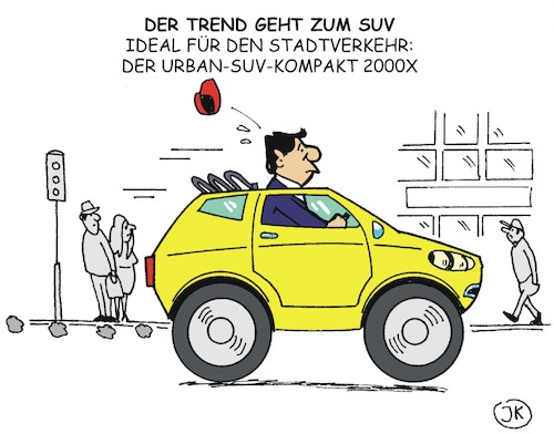 Cartoon: Trendsetter SUV (medium) by JotKa tagged suv,urbaner,verkehr,kompaktfahrzeuge,stadtverkehr,trends,emissionen,parkraum,umweltbelastung,ressourcen,kfz,automobilindustrie,suv,urbaner,verkehr,kompaktfahrzeuge,stadtverkehr,trends,emissionen,parkraum,umweltbelastung,ressourcen,kfz,automobilindustrie