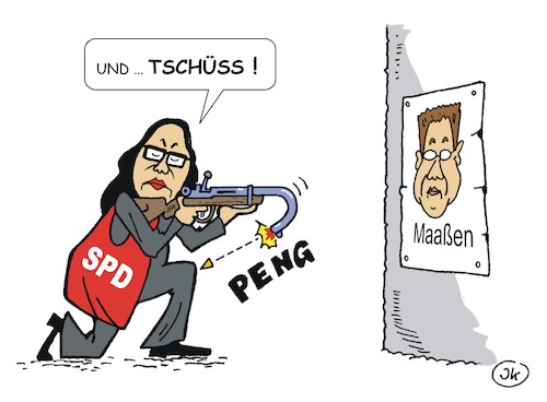 Cartoon: Und tschüß (medium) by JotKa tagged nahles,maaßen,spd,cdu,csu,merkel,seehofer,nahles,maaßen,spd,cdu,csu,merkel,seehofer