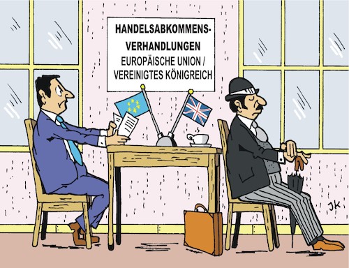 Cartoon: Verhandlungspoker (medium) by JotKa tagged eu,europäische,union,gb,gross,britannien,england,brexit,handelsabkommen,verhandlungen,brüssel,london,wirtschaft,handel,verkauf,indiustrie,zölle,zoll,eu,europäische,union,gb,gross,britannien,england,brexit,handelsabkommen,verhandlungen,brüssel,london,wirtschaft,handel,verkauf,indiustrie,zölle,zoll