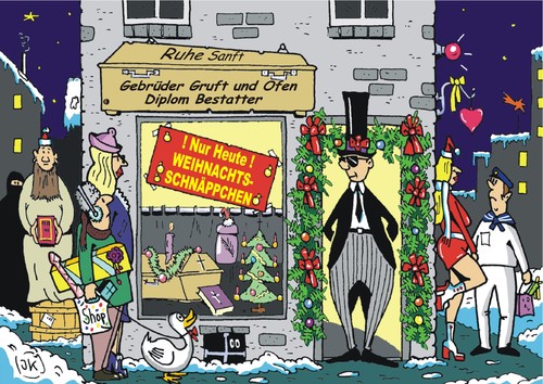 Cartoon: Weihnachtsgeschäft (medium) by JotKa tagged erotik,bordell,urne,grab,gruft,gesellschaft,tot,liebe,christliche,christentum,religionen,feiertage,feste,einkaufsbummel,weihnachten,kasseneinnahmen,einkaufen,rabatte,schnäppchen,shopping,kunden,kaufrausch,kaufen,weihnachtsgeschäft,bestatter,totengräber,friedhof,handel,verkauf,weihnachtsgeschäft,kaufen,kaufrausch,kunden,shopping,schnäppchen,rabatte,einkaufen,kasseneinnahmen,weihnachten,einkaufsbummel,feste,feiertage,religionen,christentum,christliche,liebe,tot,gesellschaft,gruft,grab,urne,bordell,sex,erotik,bestatter,totengräber,friedhof,handel,verkauf