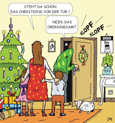 Cartoon: Weihnachtslockdown (medium) by JotKa tagged corona,coronakrise,lockdown,harter,weihnachten,feste,familienfest,ordnungsamt,kontrollen,heiligabend,tannenbaum,geschenke,familien,verwandschaft,feiertage,kirche,corona,coronakrise,lockdown,harter,weihnachten,feste,familienfest,ordnungsamt,kontrollen,heiligabend,tannenbaum,geschenke,familien,verwandschaft,feiertage,kirche