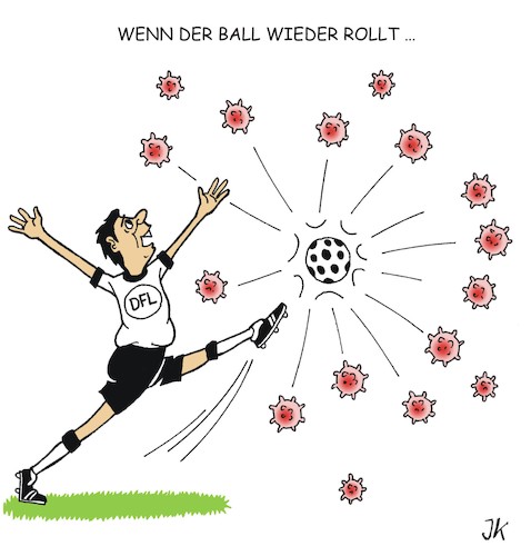 Cartoon: Wenn der Ball rollt (medium) by JotKa tagged coronakrise,virus,pandemie,beschränkungen,lockdown,fussball,profiefussball,fernsehen,fernsehrechte,fernsehgelder,sonderwegen,ausnahmen,tests,coronakrise,virus,pandemie,beschränkungen,lockdown,fussball,profiefussball,fernsehen,fernsehrechte,fernsehgelder,sonderwegen,ausnahmen,tests