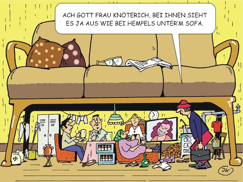 Cartoon: Wie bei Hempels (medium) by JotKa tagged sofa,hempels,life,style,wohnung,lebensart,sprichwörter,wohnzimmer,fernsehen,ofen,wäsche,kartenspiel,besuch,sofa,hempels,life,style,wohnung,lebensart,sprichwörter,wohnzimmer,fernsehen,ofen,wäsche,kartenspiel,besuch