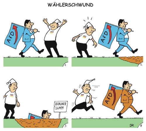Cartoon: Wie man Wähler vergrault (medium) by JotKa tagged afd,parteien,neonazis,rechtsradikale,politiker,politik,wahlen,afd,parteien,neonazis,rechtsradikale,politiker,politik,wahlen