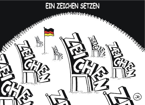 Cartoon: Zeichen setzen (medium) by JotKa tagged ein,zeichen,setzen,demos,demonstrationen,kundgebungen,versammlungen,aufmärsche,rechte,linke,ein,zeichen,setzen,demos,demonstrationen,kundgebungen,versammlungen,aufmärsche,rechte,linke