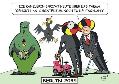 Cartoon: Zukunftsvision ? (medium) by JotKa tagged berlin,bundestag,politiker,islam,christentum,pegida,nopegida,leipzig,demo,gegendemo,radikale,rechtsradikale,kirche,merkel,visionen,zukunft,ängste,bundesregierung,berlin,bundestag,politiker,islam,christentum,pegida,nopegida,leipzig,demo,gegendemo,radikale,rechtsradikale,kirche,merkel,visionen,zukunft,ängste,bundesregierung