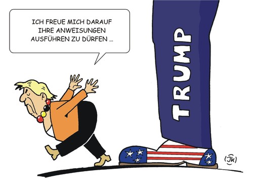 Cartoon: Zusammenarbeit 2 (medium) by JotKa tagged merkel,trump,europa,deutschland,amerika,usa,berlin,washington,us,präsident,merkel,trump,europa,deutschland,amerika,usa,berlin,washington,us,präsident