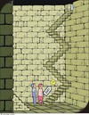 Cartoon: Ausgang - Exit (small) by JotKa tagged treppe ausgang mauern keller phantasie gemäuer forscher entdeckungen rätsel staircase exit walls cellar fantasy of researcher discoveries puzzles