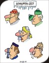 Cartoon: Schnupfenzeit - Cold season (small) by JotKa tagged schnupfen,erkältung,niesen,husten,heiserkeit,doktor,medizin,apotheke,regen,wind,schnee,frost,kälte,herbst,winter,rhinitis,common,cold,sneezing,cough,hoarseness,doctor,medicine,pharmacy,rain,snow,autumn