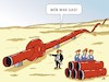 Cartoon: Wer war das? (small) by JotKa tagged pipeline,oel,wüste,energie,arbeiter,wirtschaft,mineralstoffe,handel