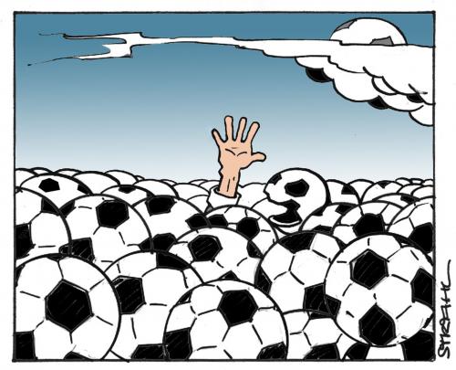 Cartoon: Fußballmanie (medium) by Micha Strahl tagged micha,strahl,em,fußball,europameisterschaft,fußballfieber,em,europameisterschaft,fußball,fussball,fußballfieber,euro2008,bälle,ertrinken,überfüllt,überfüllung,hand,hilfe,menge,masse,fans