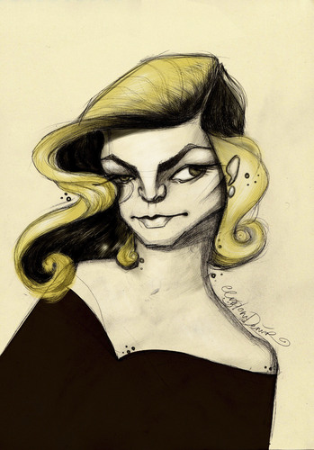 Cartoon: Lauren Bacall (medium) by CIGDEM DEMIR tagged lauren,bacall,portrait,cartoon,caricature,woman