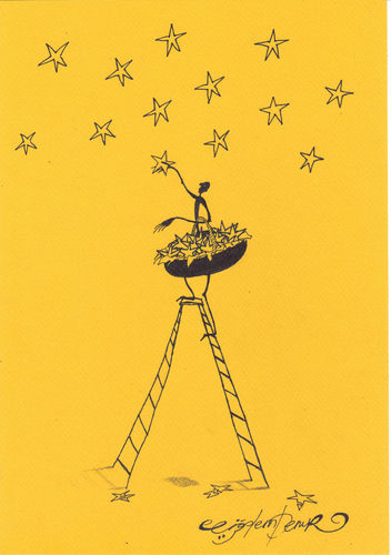 Cartoon: Stars (medium) by CIGDEM DEMIR tagged star,egg,ladder
