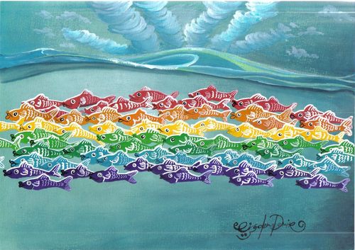 Cartoon: UNDERWATER RAINBOW (medium) by CIGDEM DEMIR tagged rainbow,sea,fish,water,blue,color