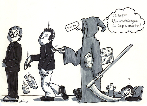 Cartoon: bzzz (medium) by bertgronewold tagged schnitter,tod,kassenschlange