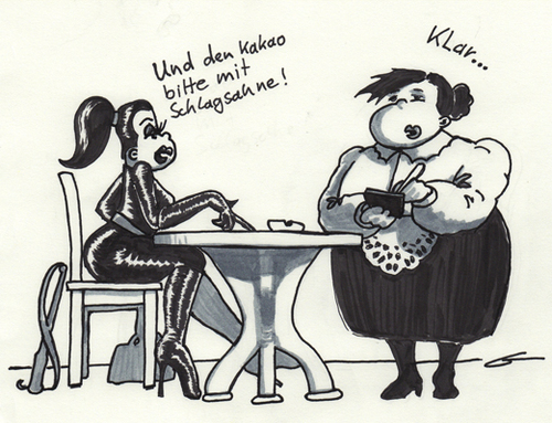 Cartoon: SchlagSahne (medium) by bertgronewold tagged sm,domina