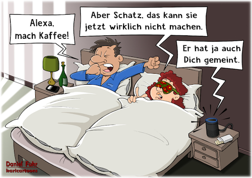 Cartoon: Alexa! (medium) by karicartoons tagged alexa,amazon,echo,anweisung,app,assistenz,cartoon,computer,digital,digitalisierung,ehe,funny,humor,internet,kommunukation,paar,partnerschaft,persönlicher,assistent,probleme,sprachassistentin,sprachcomputer,technik,verwechselung,alexa,amazon,echo,anweisung,app,assistenz,cartoon,computer,digital,digitalisierung,ehe,funny,humor,internet,kommunukation,paar,partnerschaft,persönlicher,assistent,probleme,sprachassistentin,sprachcomputer,technik,verwechselung