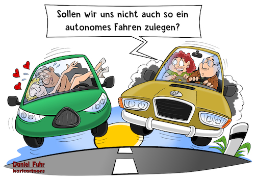 Cartoon: Autonomes Fahren (medium) by karicartoons tagged assistenz,auto,autonomes,fahren,cartoon,fortschritt,humor,künstliche,intelligenz,ki,liebe,paar,roboter,selbstfahrendes,fahrzeug,im,alter,software,strasse,strassenverkehr,technik,verkehr,vorteil,zukunft,assistenz,auto,autonomes,fahren,cartoon,fortschritt,humor,künstliche,intelligenz,ki,liebe,paar,roboter,selbstfahrendes,fahrzeug,sex,im,alter,software,strasse,strassenverkehr,technik,verkehr,vorteil,zukunft