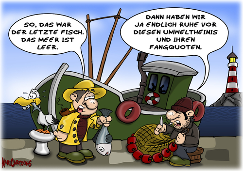 Cartoon: Der letzte Fisch (medium) by karicartoons tagged überfischung,umweltschutz,tierschutz,ozean,meer,gefischt,leer,greenpeace,fischfangquote,fischfang,fischerei,fischerboot,fischer,fischen,fisch,fangquote,artenschutz,umweltzerstörung,nahrung,nahrung,umweltzerstörung,artenschutz,fangquote,fisch,fischen,fischer,fischerboot,fischfangquote,greenpeace,umweltschutz