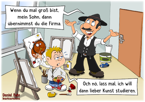 Cartoon: Firma übernehmen (medium) by karicartoons tagged firma,übernehmen,nachfolger,nachfolgeregelung,sohn,handwerk,arbeit,beruf,kunst,künstler,studieren,studium,familienbetrieb,unternehmen,familienunternehmen,erbe,nachfolge,junior,chef,konflikt,berufswunsch,firma,übernehmen,nachfolger,nachfolgeregelung,sohn,handwerk,arbeit,beruf,kunst,künstler,studieren,studium,familienbetrieb,unternehmen,familienunternehmen,erbe,nachfolge,junior,chef,konflikt,berufswunsch