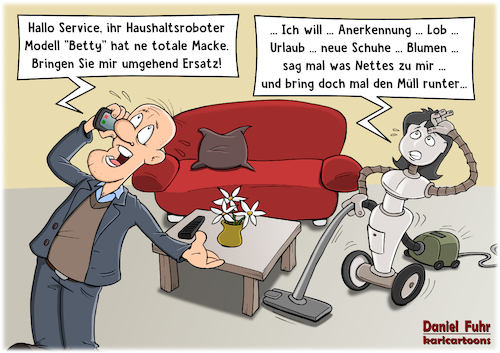 Cartoon: Haushaltsroboter (medium) by karicartoons tagged zukunft,technik,entwicklung,ki,roboter,maschine,haushalt,haushaltsroboter,digitalisierung,mensch,frau,weiblich,typisch,paar,beziehung,arbeit,ansprüche,befindlichkeiten,zukunft,technik,entwicklung,ki,roboter,maschine,haushalt,haushaltsroboter,digitalisierung,mensch,frau,weiblich,typisch,paar,beziehung,arbeit,ansprüche,befindlichkeiten