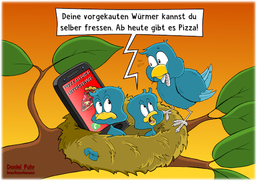 Cartoon: Selber fressen (medium) by karicartoons tagged ablehnung,erziehung,essen,marotten,essmarotten,bestellen,essverhalten,familie,fastfood,füttern,frech,kinder,kindererziehung,nahrung,online,pädagogik,pizza,pizzaservice,smartphone,tischmanieren,vögel,versand,verweigerung,vogelfutter,vogelnest,ablehnung,erziehung,essen,marotten,essmarotten,bestellen,essverhalten,familie,fastfood,füttern,frech,kinder,kindererziehung,nahrung,online,pädagogik,pizza,pizzaservice,smartphone,tischmanieren,vögel,versand,verweigerung,vogelfutter,vogelnest