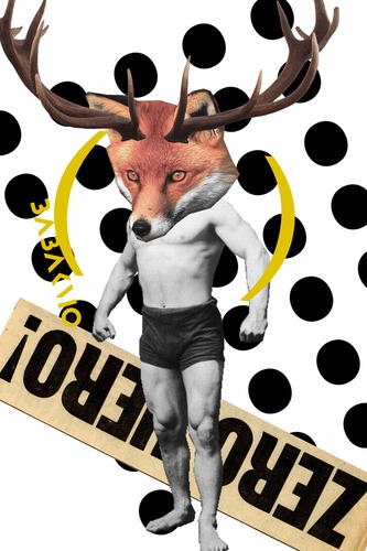 Cartoon: Collage (medium) by Babak Mo tagged babakmo,babak,mo,art,artist,collage,kunst,kunstler,fox,redfox,man,stag,points,zer,hero,dada
