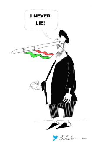Cartoon: I never lie (medium) by Babak Mo tagged babakmohammadi,cartoon,karikature,iran,mulla