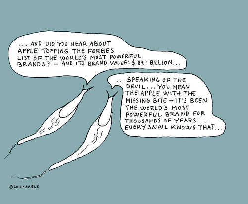 Cartoon: No. 9 (medium) by Snail Community Global tagged brand,apple,forbes,snails,billion,snail,art