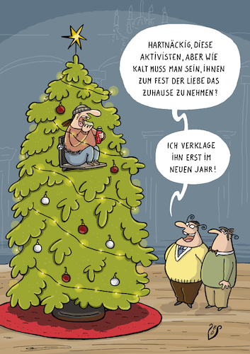 Cartoon: Baumaktivist (medium) by Dodenhoff Cartoons tagged weihnachtsfest,naturschutz,baumaktivisten,baumbesetzer,dekadenz,weihnachtsbaum,weihnachtsdekoration,verklagen,nachhaltigkeit,baumschutz,waldsterben,umweltaktivisten,konsequenz,hartnaeckigkeit,arroganz,ziele,klimaschutz,klimawandel,weihnachtsfest,naturschutz,baumaktivisten,baumbesetzer,dekadenz,weihnachtsbaum,weihnachtsdekoration,verklagen,nachhaltigkeit,baumschutz,waldsterben,umweltaktivisten,konsequenz,hartnaeckigkeit,arroganz,ziele,klimaschutz,klimawandel