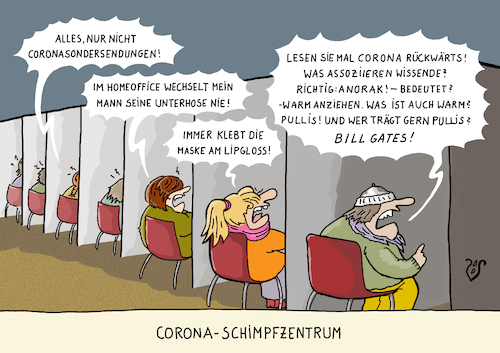 Cartoon: Corona Zentren (medium) by Dodenhoff Cartoons tagged impfzentren,auslastung,impfstoff,coronaleugner,bill,gates,verschwörungstheorie,homeoffice,coronasondersendung,virus,pandemie,ehefrau,mann,frau,beziehung,unterhosen,pulli,lipgloss,alltagsmaske,ärger,sorgen,nöte,hilfe,therapiezentren,impfzentren,auslastung,impfstoff,coronaleugner,bill,gates,verschwörungstheorie,homeoffice,coronasondersendung,virus,pandemie,ehefrau,mann,frau,beziehung,unterhosen,pulli,lipgloss,alltagsmaske,ärger,sorgen,nöte,hilfe,therapiezentren