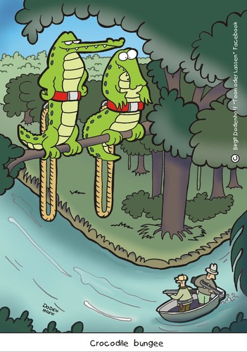 Cartoon: crocodile bungee (medium) by Dodenhoff Cartoons tagged nature,crocodile,hunter