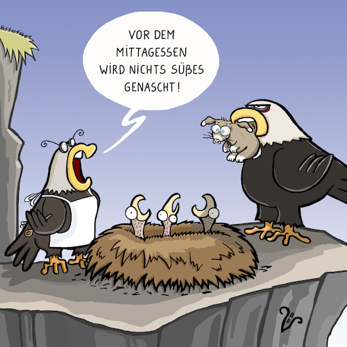 Cartoon: Gesunde Ernährung (medium) by Dodenhoff Cartoons tagged gesundheit,ernährung,erziehung,konsequenz,nestwärme,adler,süßigkeit,dessert,nascherei,hauptmalzeit,mittagessen,mütter,väter,eltern,kinder,übergewicht,adipositas,gesundheit,ernährung,erziehung,konsequenz,nestwärme,adler,süßigkeit,dessert,nascherei,hauptmalzeit,mittagessen,mütter,väter,eltern,kinder,übergewicht,adipositas