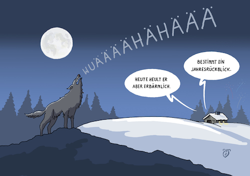 Cartoon: Jahresrückblick (medium) by Dodenhoff Cartoons tagged wölfe,wolfsgeheul,winternacht,vollmond,trauer,schneehütte,alm,naturerfahrung,jahresende,jahresanfang,silvester,neujahr,jahreswechsel,wölfe,wolfsgeheul,winternacht,vollmond,trauer,schneehütte,alm,naturerfahrung,jahresende,jahresanfang,silvester,neujahr,jahreswechsel