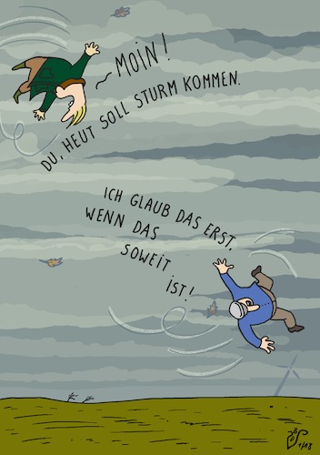 Cartoon: Norddeutsche im Klimawandel (medium) by Dodenhoff Cartoons tagged sturm,orkan,klimawandel,niedersachsen,norddeutschland,nordseeküste,sturmtief,schleswigholstein,wind,orkanböen,bewölkung