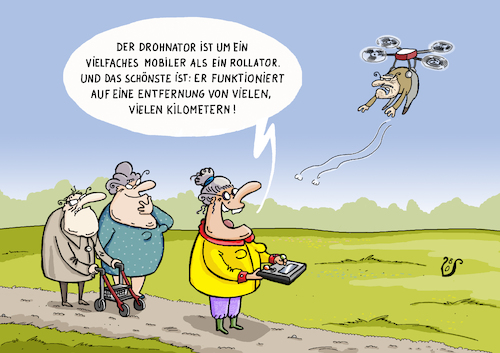 Cartoon: Rollatorerweiterung (medium) by Dodenhoff Cartoons tagged rollator,gehhilfe,alter,senioren,senior,seniorin,ehepaar,mann,frau,ehestress,altersgebrechen,paartherapie,freude,lebensmut,technik,fortschritt,gesundheit,drohne,fernbedienung,frauenpower,rentner,rentnerin,lebensabend,betreutes,wohnen,altersheim,distanz,teilhabe,rollator,gehhilfe,alter,senioren,senior,seniorin,ehepaar,mann,frau,ehestress,altersgebrechen,paartherapie,freude,lebensmut,technik,fortschritt,gesundheit,drohne,fernbedienung,frauenpower,rentner,rentnerin,lebensabend,betreutes,wohnen,altersheim,distanz,teilhabe