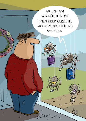 Cartoon: wohnraumverteilung (medium) by Dodenhoff Cartoons tagged wohnraum,knappheit,mietobjekt,wohngemeinschaft,kälte,herbst,spinnen,hausspinne,wärme,wohnraum,knappheit,mietobjekt,wohngemeinschaft,kälte,herbst,spinnen,hausspinne,wärme