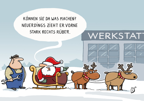 Cartoon: Zieht rechts rüber (medium) by Dodenhoff Cartoons tagged weihnachten,unwucht,werkstatt,automechatroniker,mann,achse,verschleiß,richtungsänderung,spur,winter,weihnachtshumor,handwerker,rechtspopulismus,rentiere,panne,demokratie,schnee,hilfe,rechtsruck,weihnachten,unwucht,werkstatt,automechatroniker,mann,achse,verschleiß,richtungsänderung,spur,winter,weihnachtshumor,handwerker,rechtspopulismus,rentiere,panne,demokratie,schnee,hilfe,rechtsruck