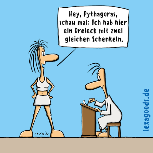 Cartoon: Gleichschenkeliges Dreieck (medium) by lexatoons tagged lexatoon,mathematik,pythagoras,math2022,lexatoon,mathematik,pythagoras,math2022