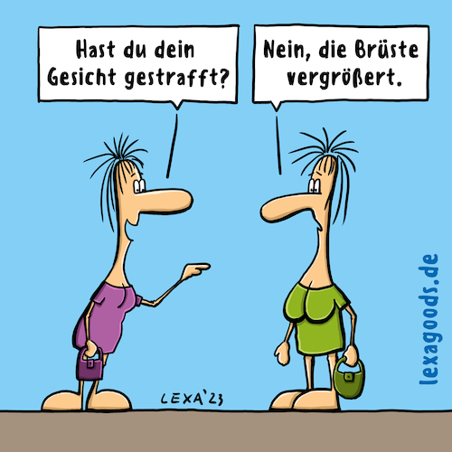 Cartoon: lexatoon Brüste vergrößert (medium) by lexatoons tagged lexatoon,brüste,vergrößert,gesichtstraffung,kosmetik,operation,schönheitsoperation,brustvergrößerung,lexatoon,brüste,vergrößert,gesichtstraffung,kosmetik,operation,schönheitsoperation,brustvergrößerung