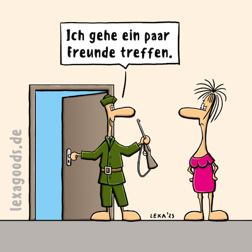 Cartoon: lexatoon Freunde tref (medium) by lexatoons tagged lexatoon,jäger,geht,freunde,treffen,schießen,jagd,lexatoon,jäger,geht,freunde,treffen,schießen,jagd