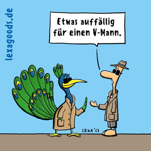 Cartoon: lexatoon V-Mann (medium) by lexatoons tagged lexatoon,pfaumann,als,vmann,bunt,pfau,agent,spion,undercover,bnd,amd,fbi,cia,kgb,mosat,mi6,verfassungsschutz,lexatoon,pfaumann,als,vmann,bunt,pfau,agent,spion,undercover,bnd,amd,fbi,cia,kgb,mosat,mi6,verfassungsschutz