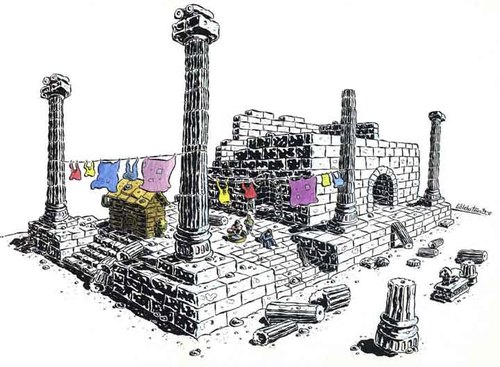 Cartoon: antik kent (medium) by Gölebatmaz tagged antik,kent,yoksul