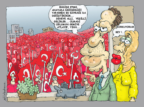 Cartoon: cumhuriyet mitingi (medium) by Gölebatmaz tagged cumhuriyet,laik,dindar,kindar,akp,erdogan