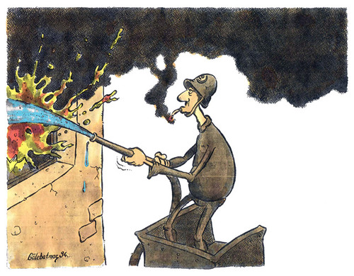 Cartoon: sigara (medium) by Gölebatmaz tagged sigara,yangin,itfaiyeci