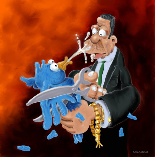 Cartoon: Twitter Diktator (medium) by Gölebatmaz tagged diktator,tayyip,erdogan,yolsuzluk,recep,rusvet,ihale,bascalan,twitter