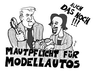 Cartoon: Modellmaut (medium) by Jos F tagged csu,haderthauer,seehofer,maut,mautpflicht,modellautos